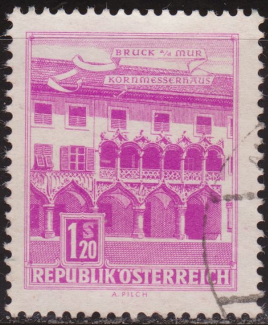 Austria 1962 Scott 694 Sello º Kornmesser House Bruck on the Mur 1,20S Timbre Autriche Osterreich